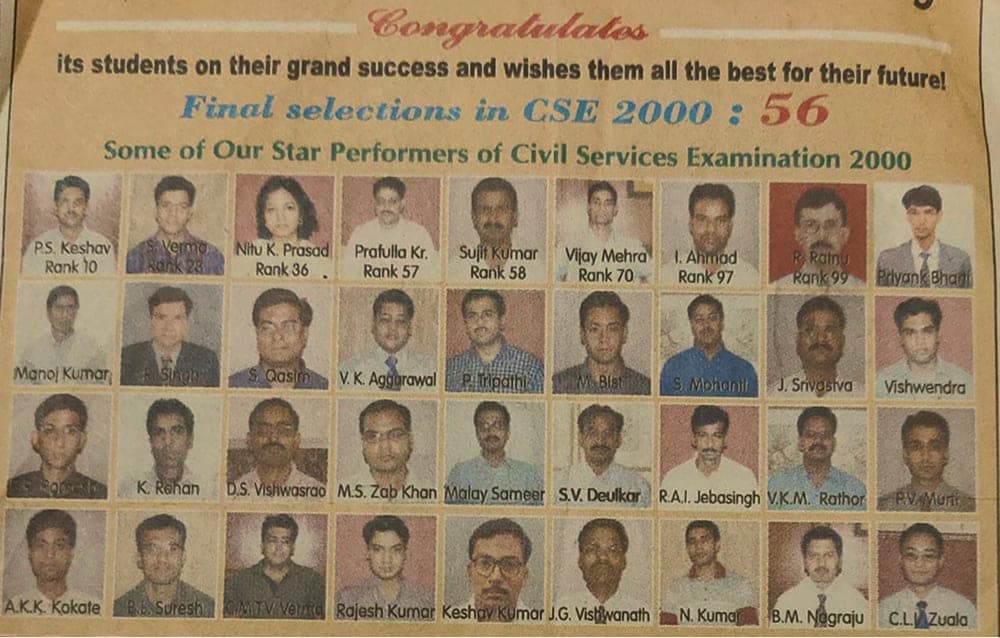 Ranked 184th in the Civil Services Examination, 2000