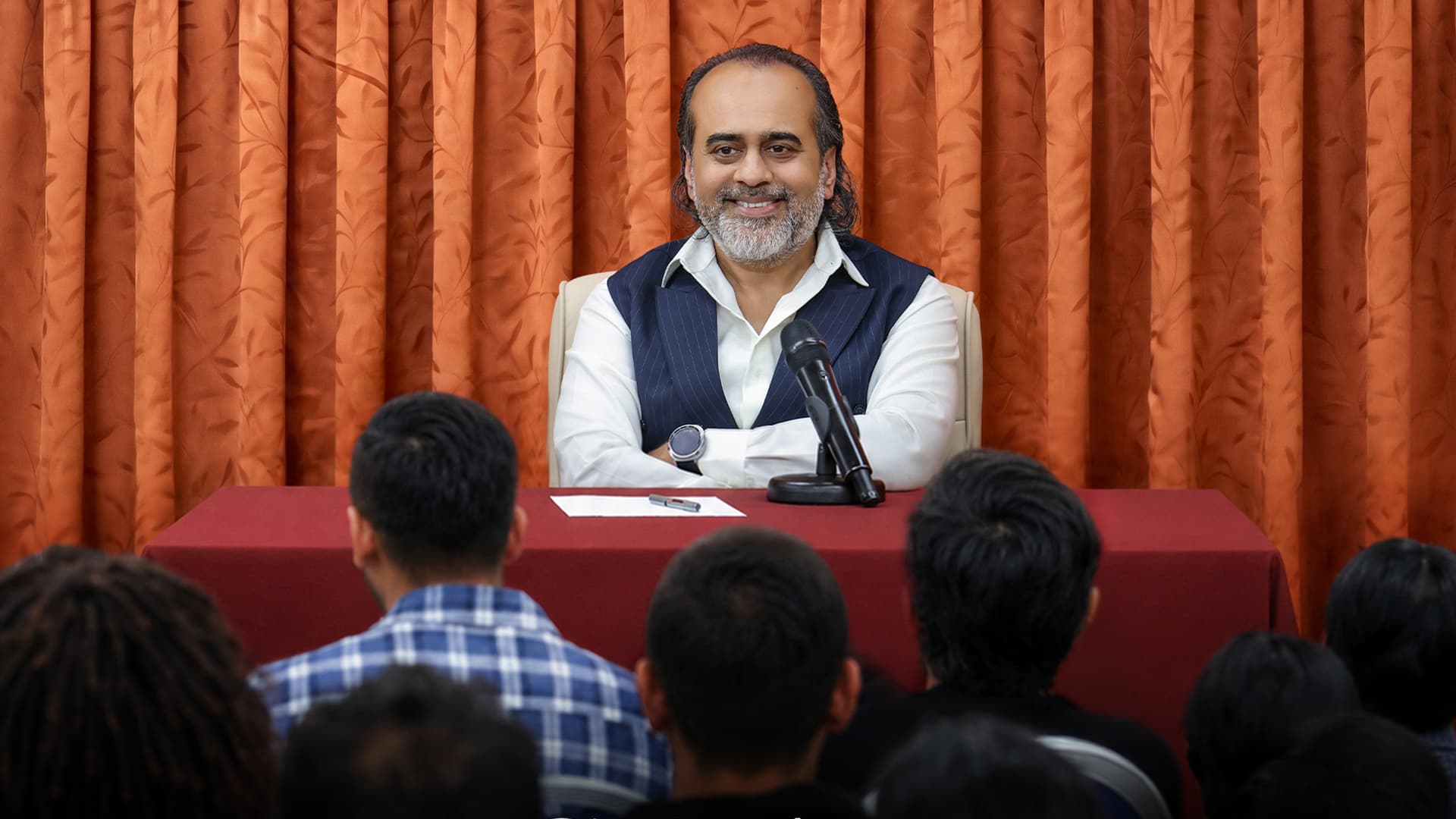 Acharya Prashant during a public session on the Bhagavad Gita in London