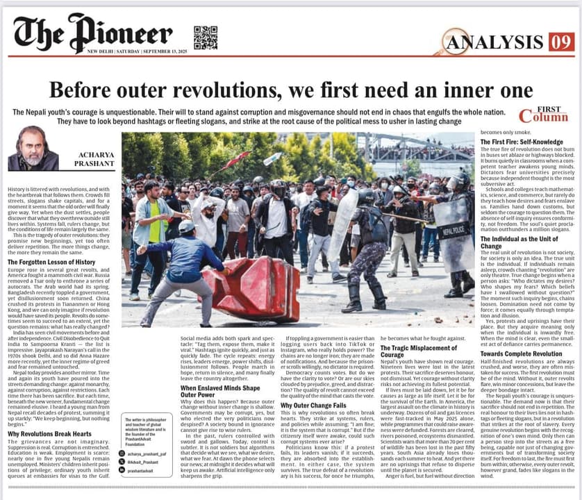 Before Outer Revolutions, We First Need an Inner One