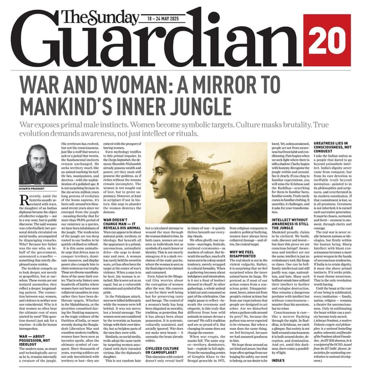 War and Woman: A Mirror to Mankind’s Inner Jungle