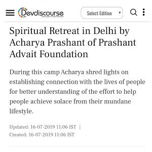 Spiritual Retreat in Delhi by Acharya Prashant of Prashant Advait Foundation