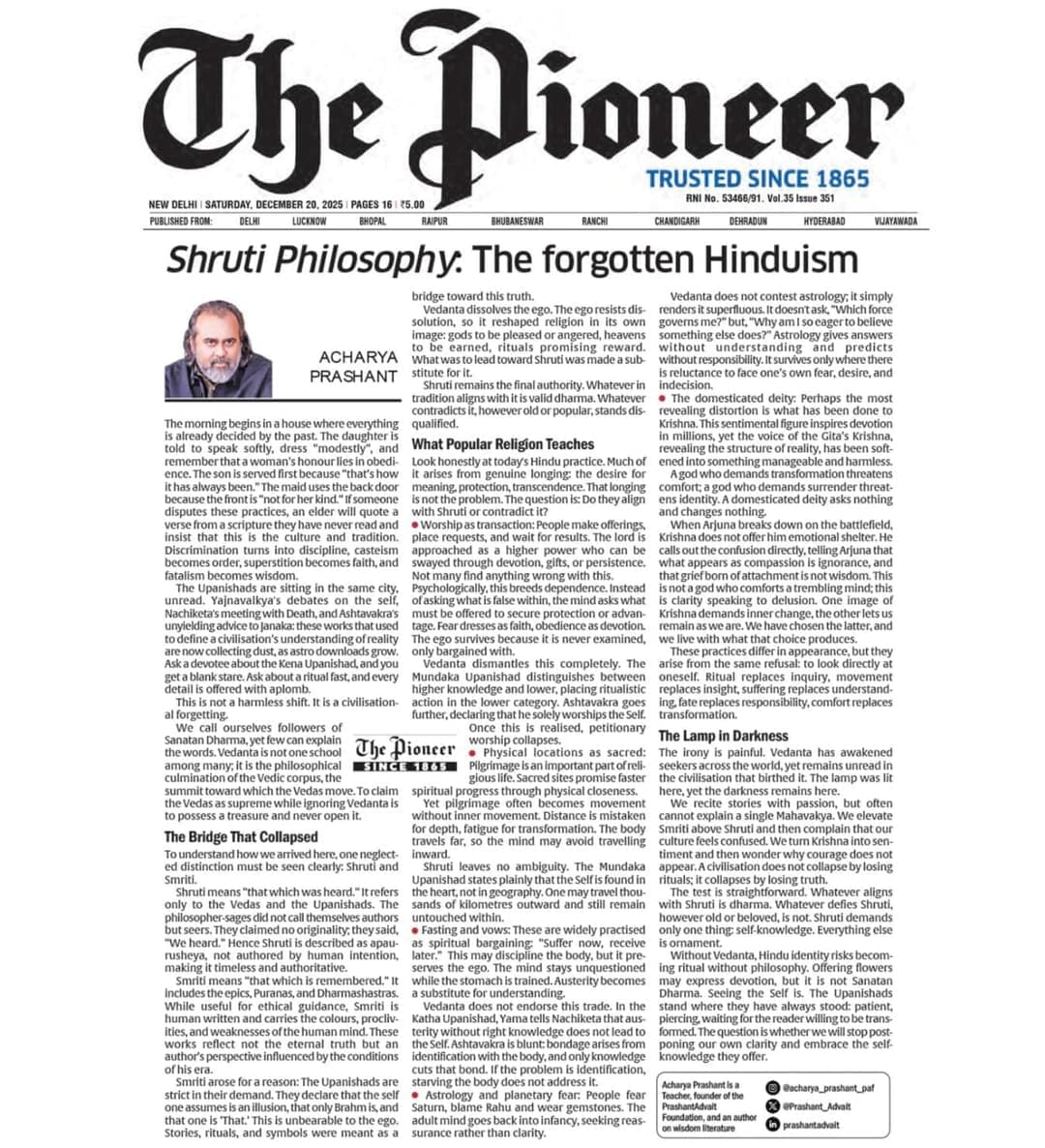 Shruti Philosophy: The Hinduism That Stands Forgotten
