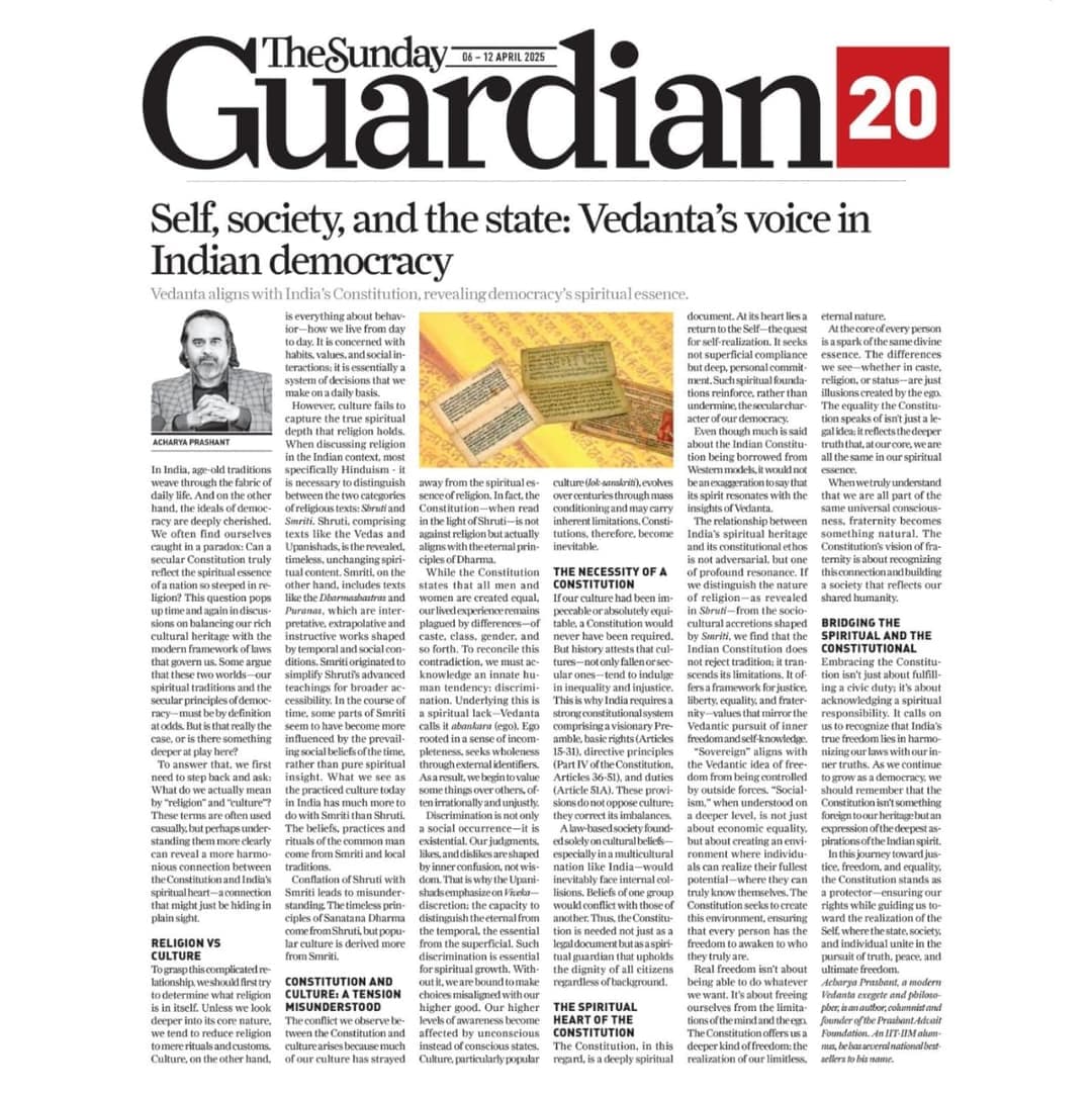 Self, Society, and the State: Vedanta’s Voice in Indian Democracy