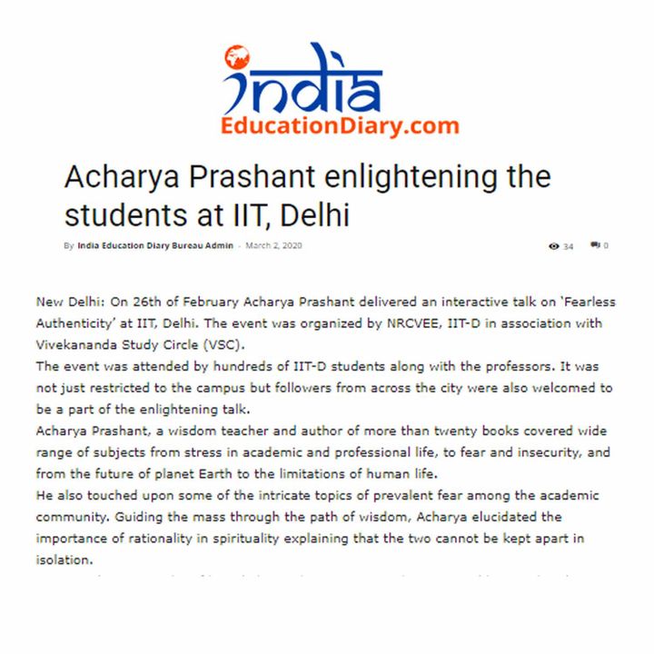 Acharya Prashant enlightening the students at IIT, Delhi