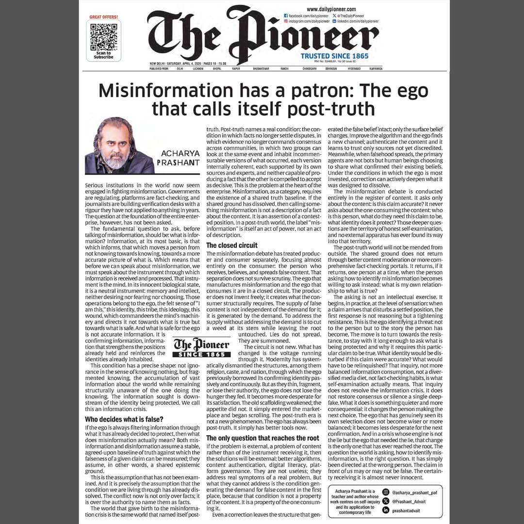 Misinformation Has a Patron: the Ego That Calls Itself Post-Truth