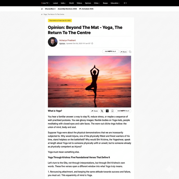 Beyond the Mat: Yoga, the return to the center