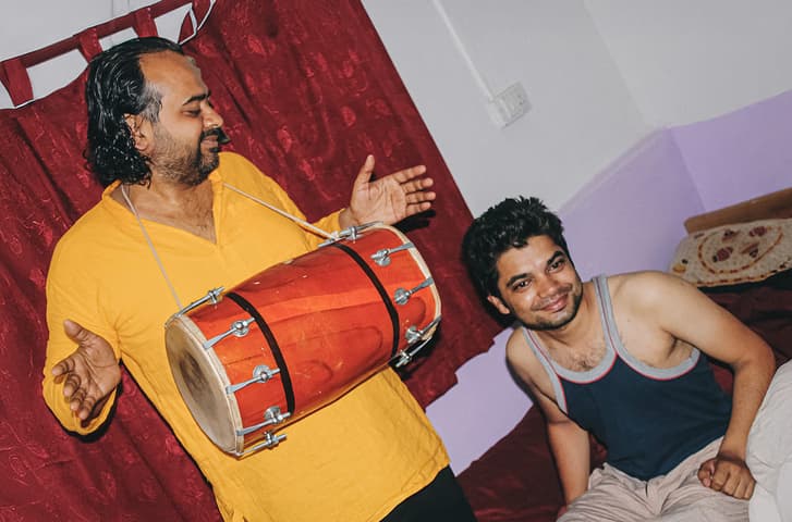 Waking up the students in the morning at the Advait Learning Camp