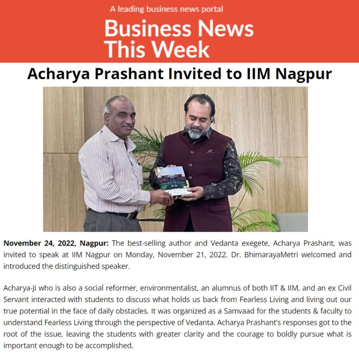 Acharya Prashant Invited to IIM Nagpur