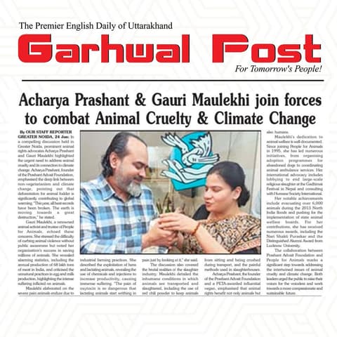 Acharya Prashant and Gauri Maulekhi join forces to combat Animal Cruelty & Climate Change