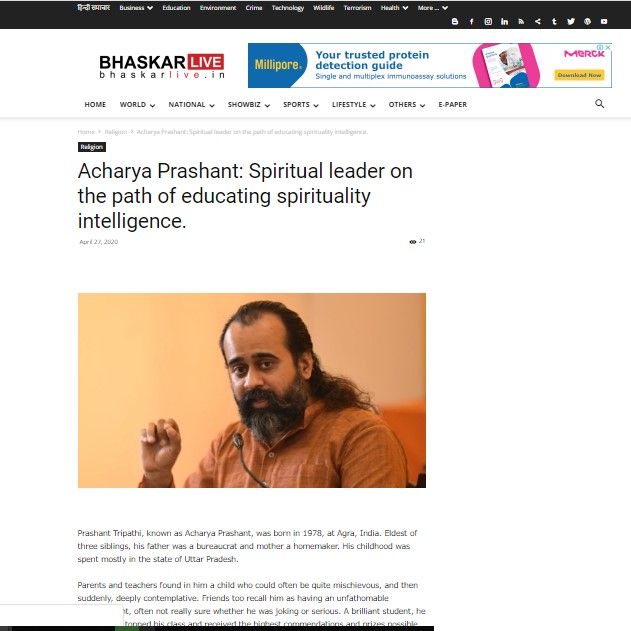 Acharya Prashant: Spiritual leader on the path of educating through intelligent spirituality.