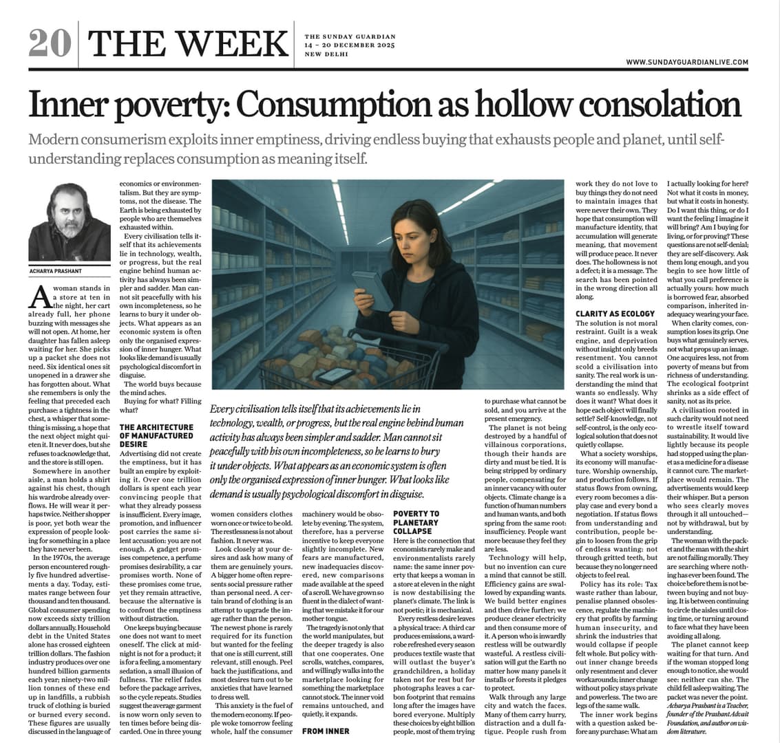 Inner Poverty: Consumption as Hollow Consolation