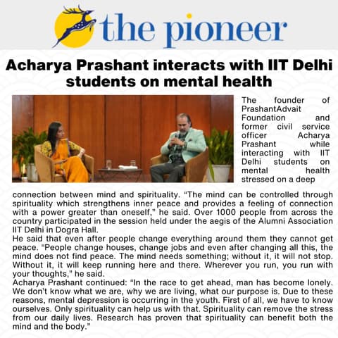 Acharya Prashant interacts with IIT Delhi students on mental health