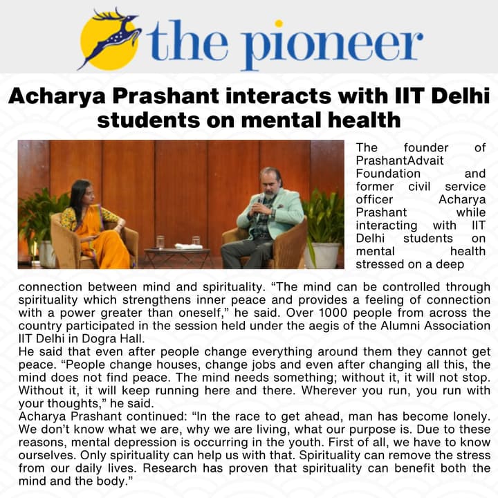 Acharya Prashant interacts with IIT Delhi students on mental health