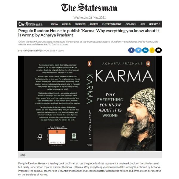 Penguin Random House to publish ‘Karma: Why everything you know about it is wrong’ by Acharya Prashant