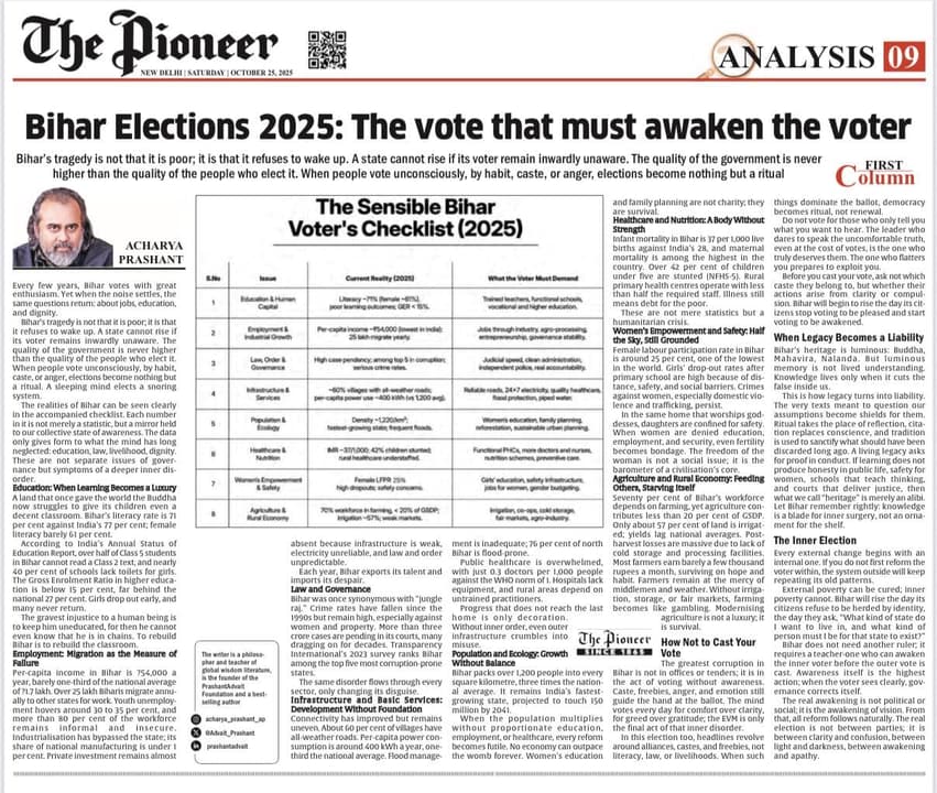 Bihar Elections 2025: The Vote That Must Awaken the Voter
