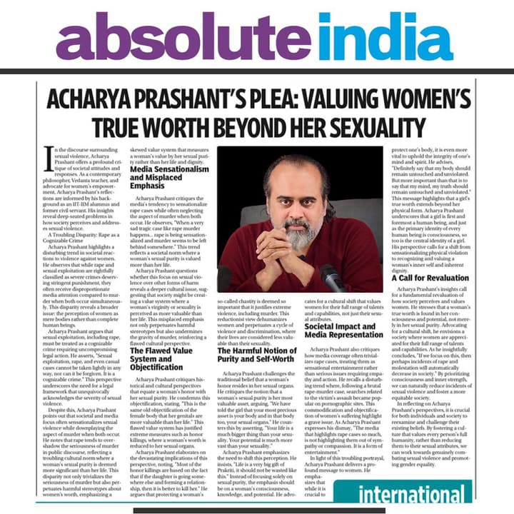 ACHARYA PRASHANT'S PLEA: VALUING WOMEN'S TRUE WORTH BEYOND HER SEXUALITY