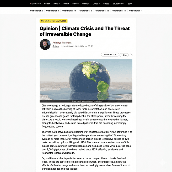Opinion | Climate Crisis and The Threat of Irreversible Change - NDTV