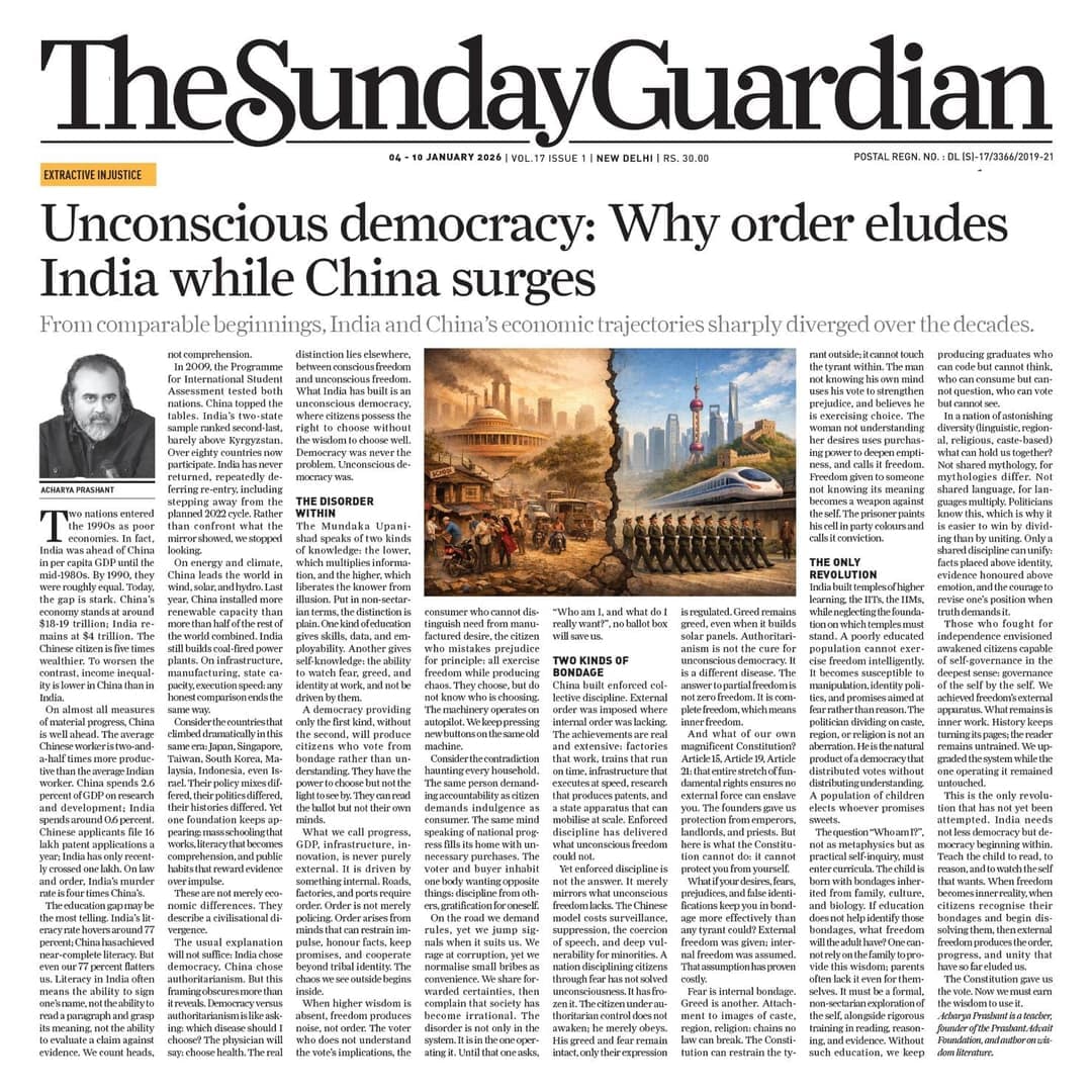 Unconscious Democracy: Why Order Eludes India While China Surges