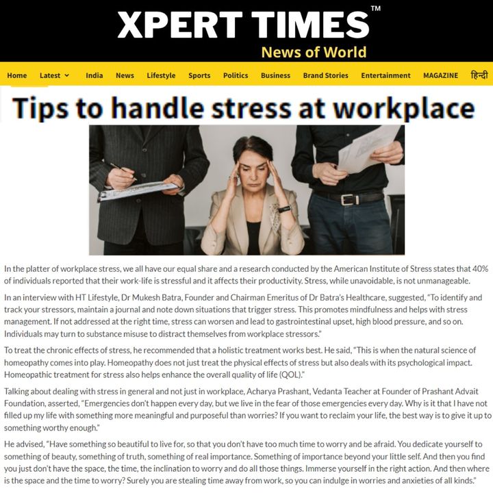 Tips to handle stress at workplace