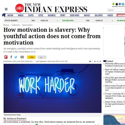 How motivation is slavery: Why youthful action does not come from motivation