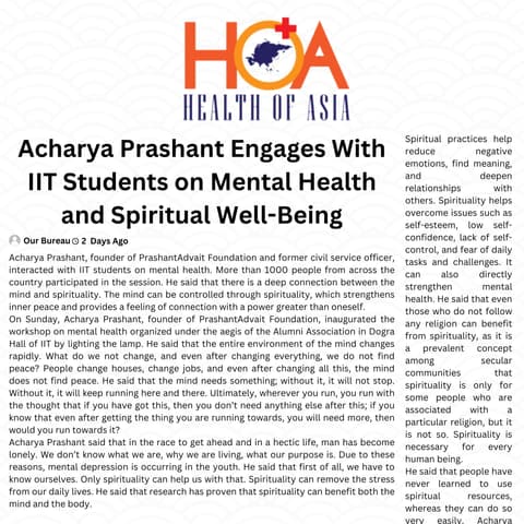 Acharya Prashant Engages with IIT Students on Mental Health and Spiritual Well-being